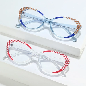 Cat eye TR90 optical glasses frames in stylish two-tone and transparent colors