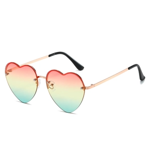 Lunettes De Soleil En Forme De Cœur Sans Monture Cadre Métallique Protection UV400 Verres Dégradés Mode Pour Femmes