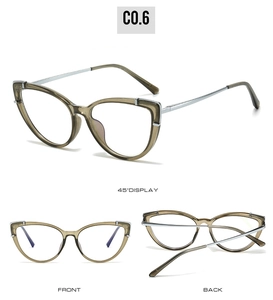 Trois vues de lunettes anti-lumière bleue avec monture TR marron et branches en métal