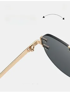 Durable gold metal hinge detail of pilot sunglasses with sturdy screw fixation