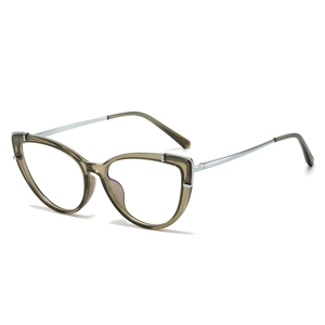 Lunettes œil-de-chat anti-lumière bleue avec monture TR fauve et branches en métal