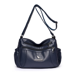 Women Crossbody Bag Multi-Pocket Shoulder Bag PU Leather Lychee Pattern Fashion Retro Functional Casual Satchel
