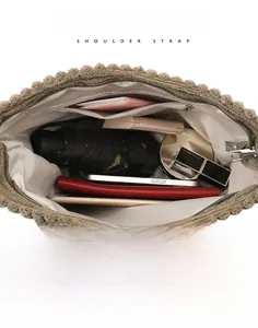 Interior view of khaki corduroy tote showing spacious lining and zip pocket with essentials