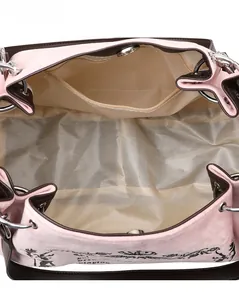 Detailed top view of large capacity tote bag interior with zipper pocket and lining