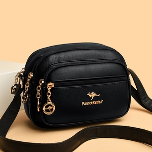 Women Crossbody Bag Lychee Texture PU Leather Multi Zipper Compartments Shoulder Bag Casual Travel Phone Purse