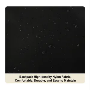 Nahaufnahme von schwarzem High-Density-Nylon mit wasserabweisenden Tropfen und Köperstruktur