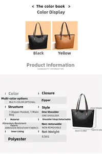 Detailed size chart and material specs for the vintage woven faux leather tote bag