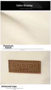 Detail showing high-quality beige nylon fabric texture and SOSIDI BAG logo patch