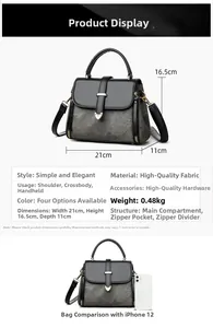Detailed size guide and comparison of the luxury two-tone trapezoid leather handbag