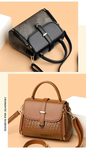 Detailed view of luxury crossbody bags with textured leather and woven pattern details