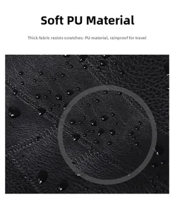 Close-up of waterproof and scratch-resistant black PU leather with a lychee texture