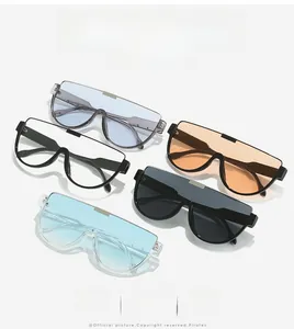 Flat top oversized sunglasses detail showing multiple colors with slim metal temples