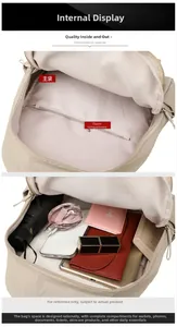Detail view of large capacity interior with zipper pocket showing organized storage