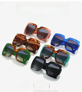 Detailed top view of vintage oversized square sunglasses in multiple color variants