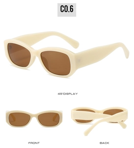 Detailed views of vintage cream square sunglasses showing front and side profile