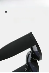 Detail of square sunglasses hinge showing the lightweight and flexible matte black frame