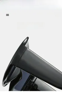 Detail view of smooth hinges and lightweight frame on square contrast sunglasses