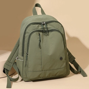 Lightweight bean green oxford backpack for women with large capacity and casual minimalist design