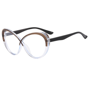 Women Retro Infinity 8-Shape Cat Eye Glasses Frame PC Anti Blue Light Trendy Fashion Eyewear Clear Lens