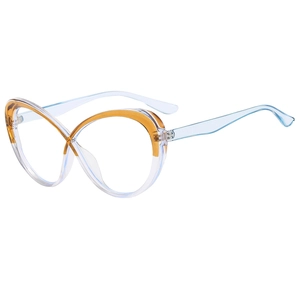 Cat eye blue light blocking glasses with amber and ice blue transparent frames