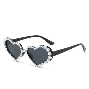 Lunettes De Soleil En Forme De Cœur Avec Künstliche Perles Et Strass Protection UV400 Accessoires De Fête Vintage Pour Femmes