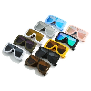 Futuristic oversized flat top square sunglasses in multiple color options for men