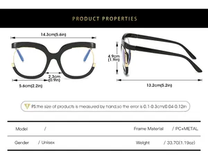 Tableau des tailles détaillé avec mesures pour lunettes demi-cerclées anti-lumière bleue
