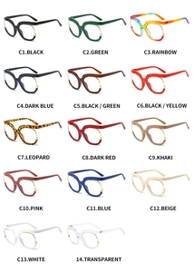 Vue en grille de quatorze lunettes demi-cerclées élégantes en divers coloris et motifs