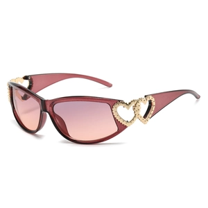 Fashion Sunglasses UV400 Protection PC Frame Hollow Heart Metal Decor Retro Y2K Style Gradient Lens For Women