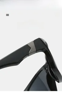 Macro detail of high-quality black frame hinges and super elastic temples for sport sunglasses