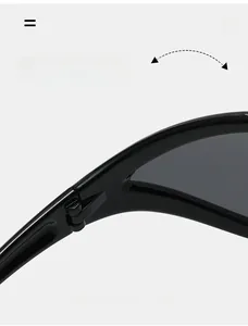 Close-up of durable reinforced hinges on sleek black cat-eye sports sunglasses
