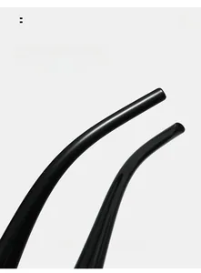 Macro view of ergonomic curved temple design for stylish futuristic black sunglasses
