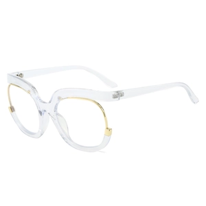 Monture de lunettes transparente oversize pour femme avec accents élégants en métal doré