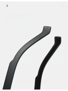 Macro detail of ergonomic curved matte black sunglasses legs for enhanced comfort