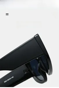 Detail showing high-quality black cat-eye sunglasses frame with size 56-21-145