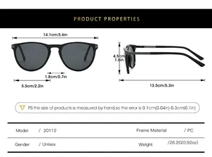 Detailed size chart for vintage cat eye sunglasses showing frame dimensions and specs