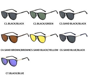 Retro polarized sunglasses collection showing seven color variations from C1 to C7