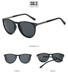 Detailed views of vintage polarized cat-eye sunglasses with silver textured metal joints