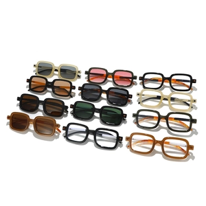 Retro square thick frame sunglasses collection in black, tortoise, and olive green