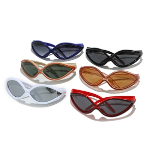 Cat eye sunglasses set with futuristic Y2K wrap around frames in six vibrant colors