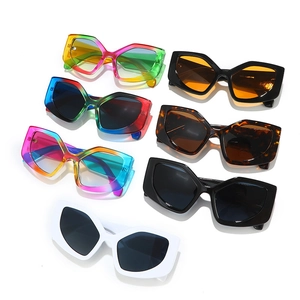 Cat eye sunglasses set with colorful rainbow frames and oversized geometric lenses