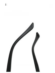 Detailed macro shot of matte black ergonomic curved temples on polarized sunglasses
