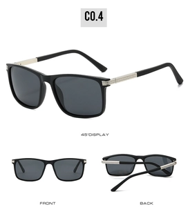Détail de lunettes de soleil polarisées avec charnières métalliques à texture diamant argenté