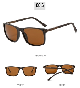 Vue multi-angles de lunettes de soleil polarisées marron avec branches antidérapantes