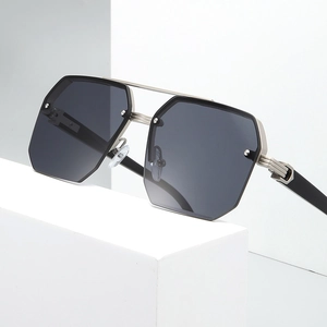 Fashion Octagonal Sunglasses Metal Frame PC Lens UV400 Protection Double Beam Geometric Luxury Eyewear For Men Women