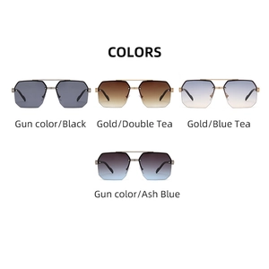 Classic double-bridge square sunglasses in multiple metal frames and lens colors
