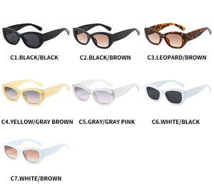 Collection de lunettes de soleil œil de chat en sept couleurs dont noir, marron et léopard