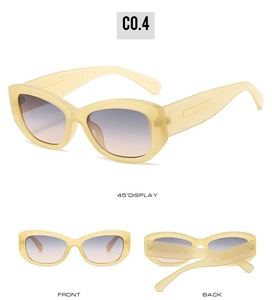 Vue triple de lunettes œil de chat montrant les angles de 45 degrés, avant et arrière