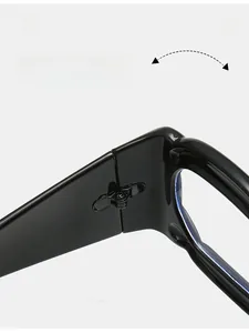 Macro shot of durable texture hinge on black square frames for hip-hop style fashion