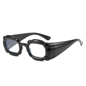 Hip-hop fashion square puff puffy eyewear frame with unique bold artistic design for women